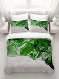 Green Fluid Marble Edge Pattern Duvet Cover