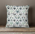 Green Folk Botanical Pattern Throw Pillow Cover
