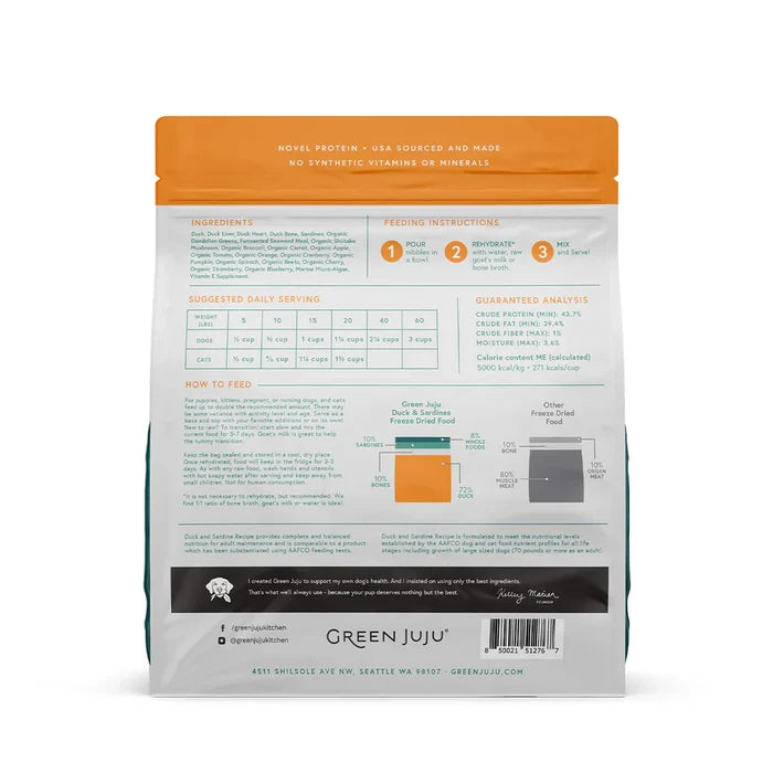 Green Juju Extras Duck & Sardine – Complete & Balanced Freeze-Dried Meal