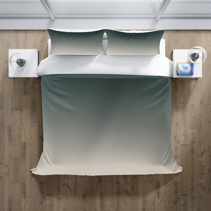 Green Neutral Gradient Minimalist Pattern Duvet Cover