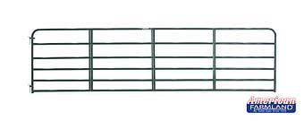 Green Tube Gate, 16 ft x 50 in, 1-3/4 in — 6-Bar with Hinges & Chain Latch