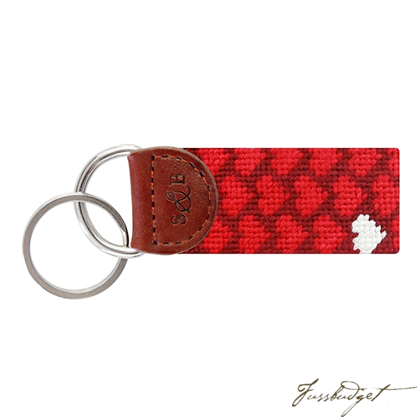 Heart Pattern Needlepoint Key Fob-Fussbudget.com
