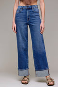 Hidden Jeans - Dark Wash Cuffed Stretch Clean Dad Jean