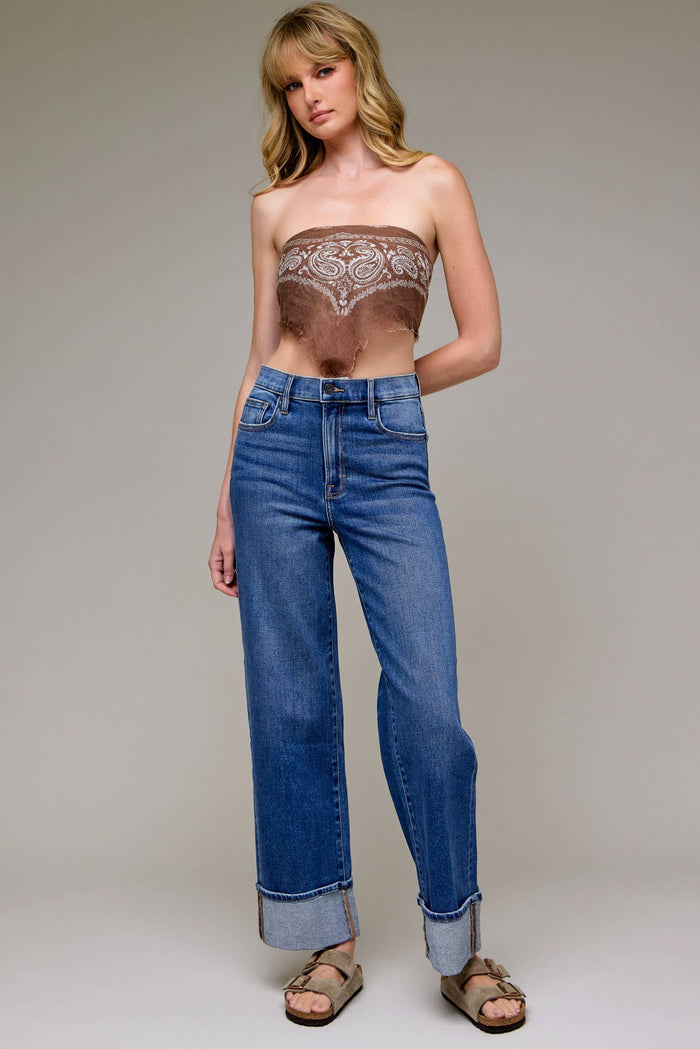 Hidden Jeans - Dark Wash Cuffed Stretch Clean Dad Jean