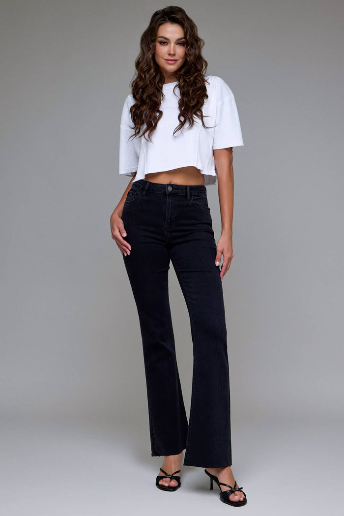 Hidden Jeans - Jet Black 33" Inseam Raw Hem Flare