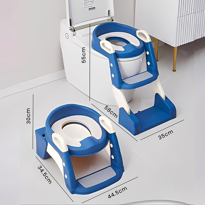 Infantso 3-in-1  Nora Potty Training Seat with Ladder & Step Stool for Toddlers – Foldable, Non-Slip, PU Soft Cushion, Universal Fit for Standard Toilets – Baby Toilet Trainer for Boys & Girls (1–5 Years)