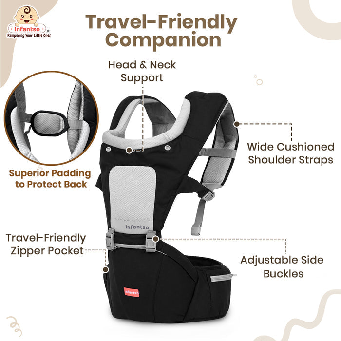 Infantso Adjustable Hip Seat Baby Carrier with 6 Carrying Positions for 03 to 24 Months