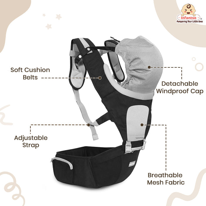 Infantso Adjustable Hip Seat Baby Carrier with 6 Carrying Positions for 03 to 24 Months