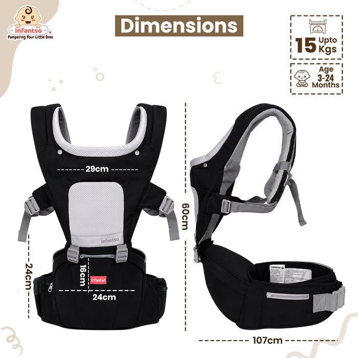 Infantso Adjustable Hip Seat Baby Carrier with 6 Carrying Positions for 03 to 24 Months