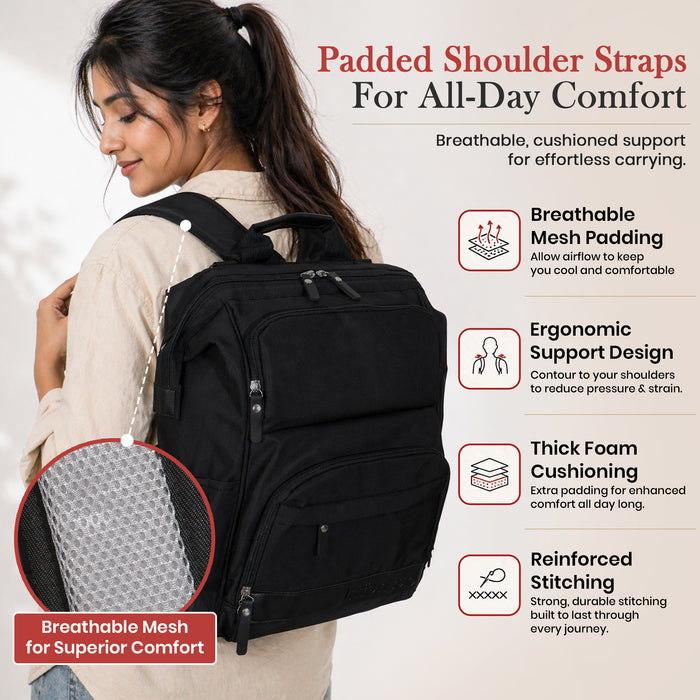 Infantso Diaper Bag Backpack, Large Capacity Baby Bag with Insulated Bottle Holders, Water-Resistant Maternity Bag, Multi-Compartments, Stroller Compatible Travel Bag for Moms & Dads