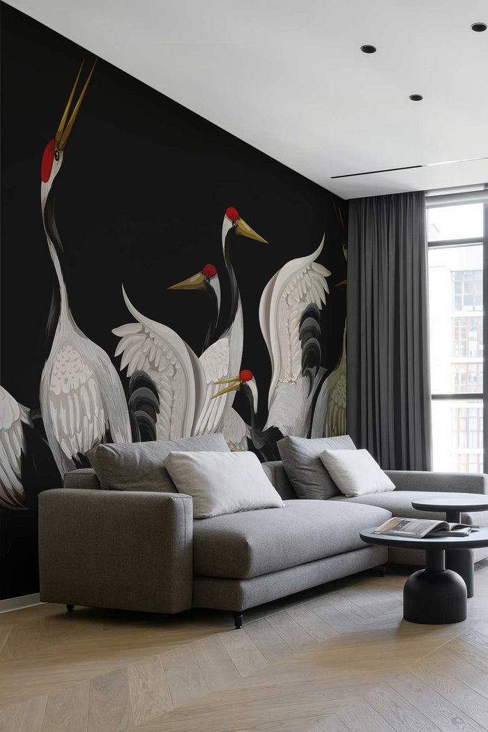 Japanese White Crane Wall Mural