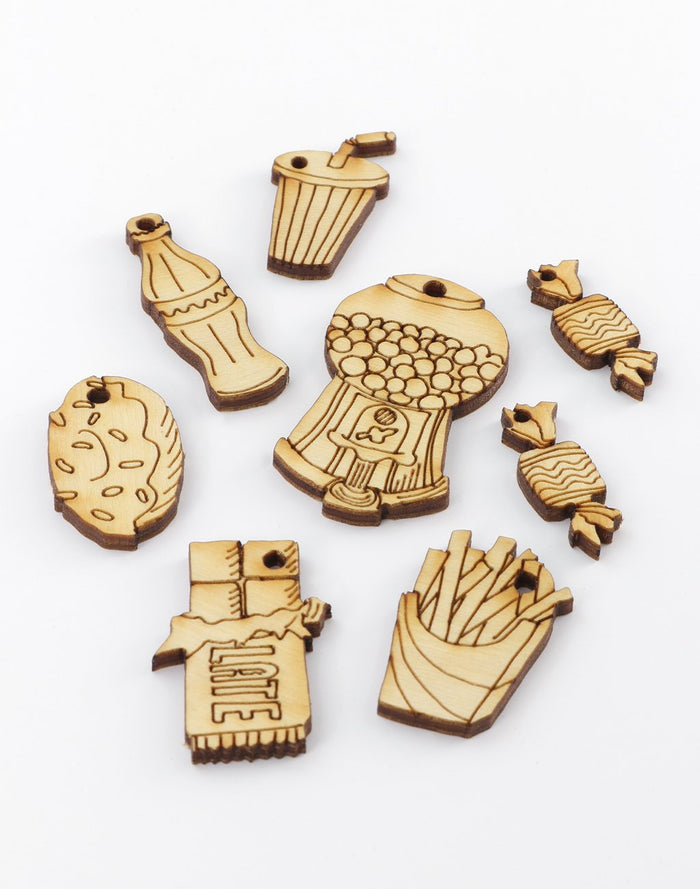 Wooden food and drink shapes