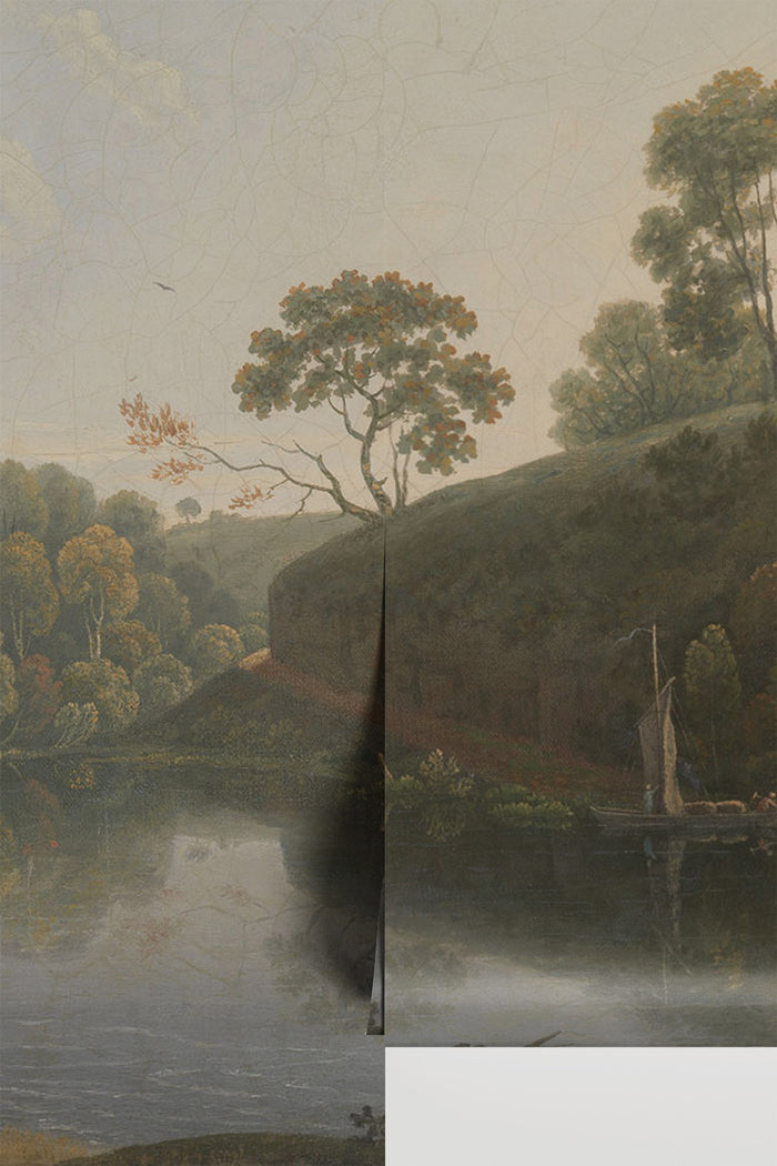 Lake & Boat Landscape Painting