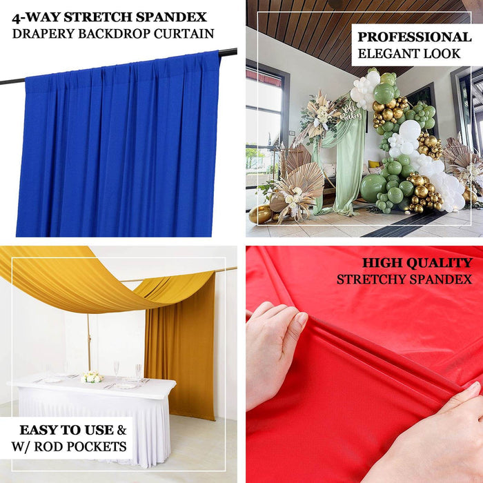 4-Way stretch spandex drapery backdrop curtain in various colors for elegant events.