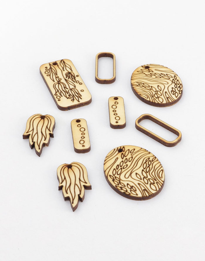 CSMMNG-003-A Wooden laser cut charms and pendants