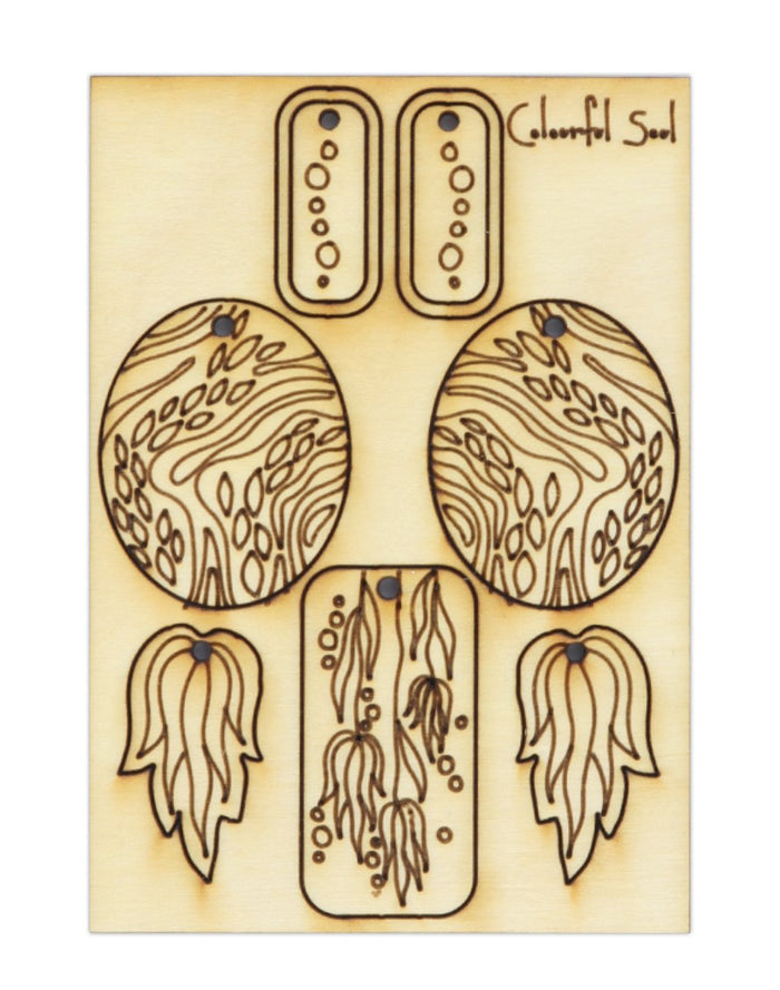 CSMMNG-003 Colorful Soul earring designs on wood