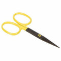Loon Outdoors Ergo Hair Scissors with yellow ergonomic grip and black powder-coated blades for fly tying