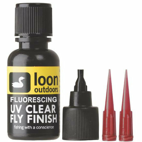 Loon Outdoors Fluorescing UV Clear Fly Finish with brush applicator and red tips