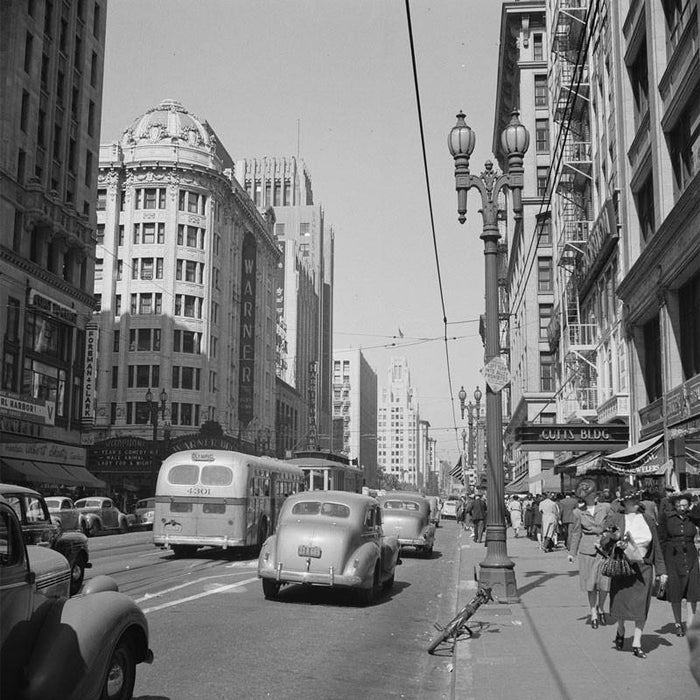 Los Angeles Street Scene in 1942 Wall Mural-Wall Mural-Eazywallz