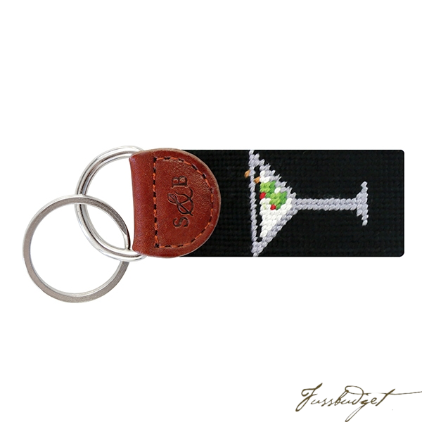 Martini Needlepoint Key Fob-Fussbudget.com
