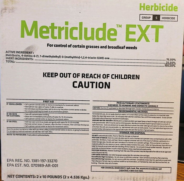 Metricor DF 10# Metribuzin  EPA 70506-103 Special Order by Request