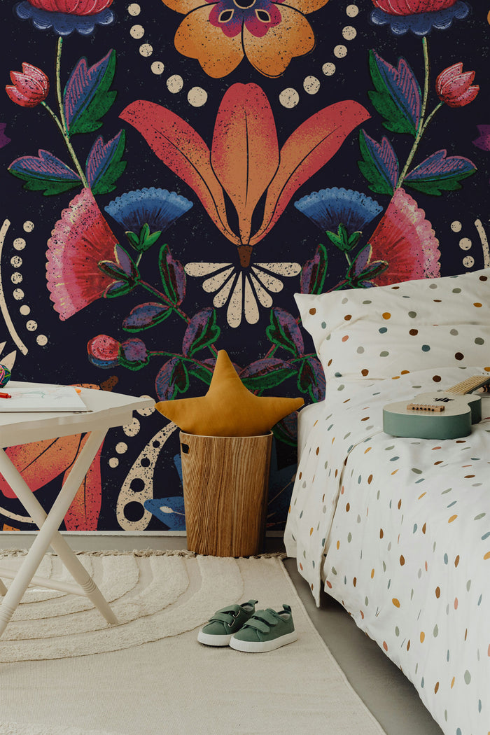 Mexican Ethnic Floral Wallpaper Mural