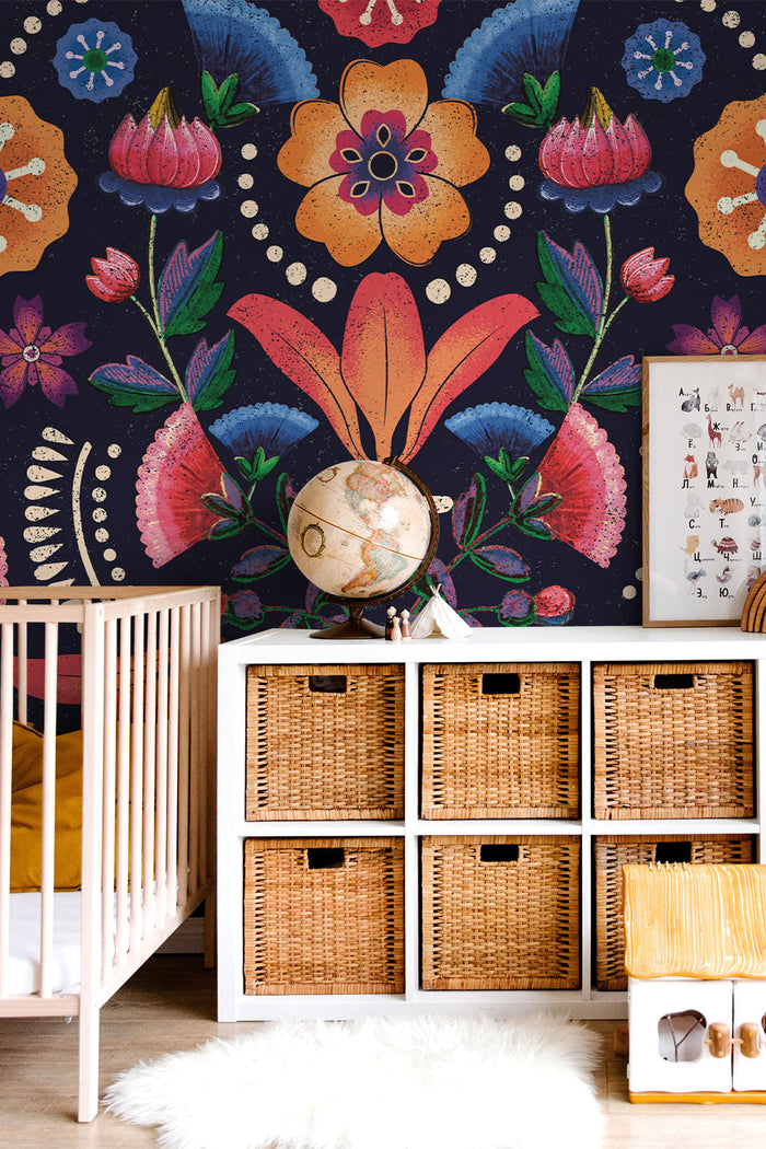 Mexican Ethnic Floral Wallpaper Mural