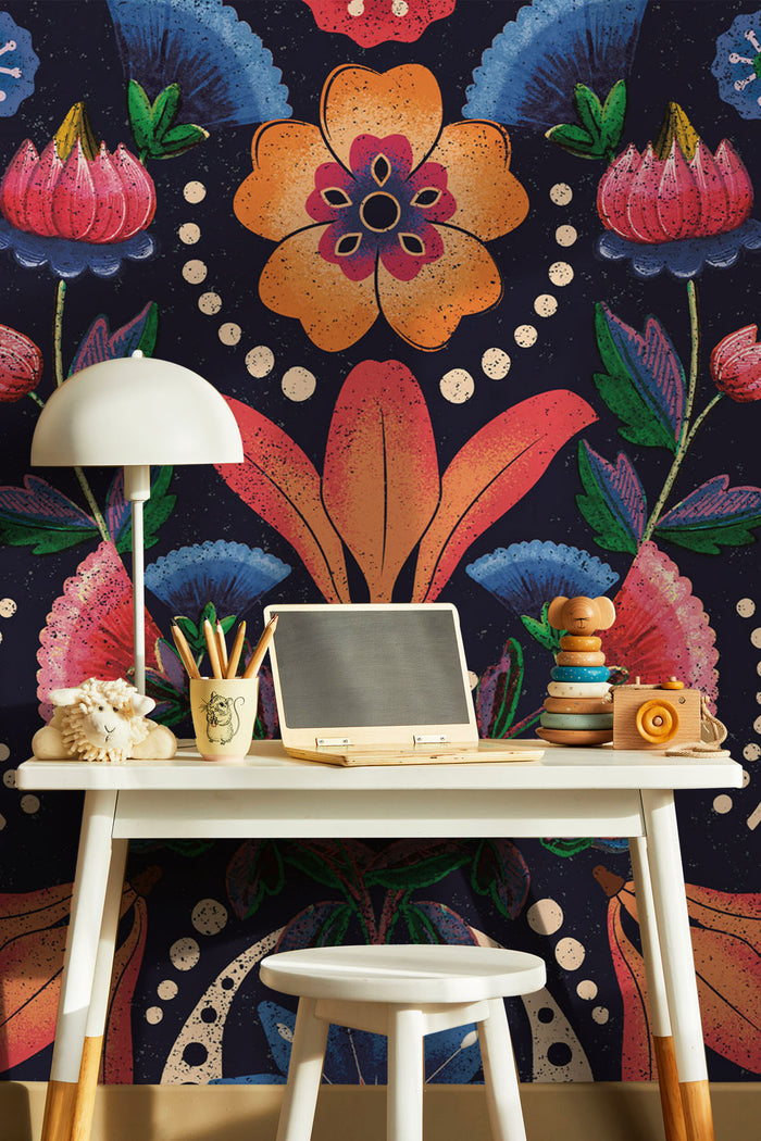 Mexican Ethnic Floral Wallpaper Mural