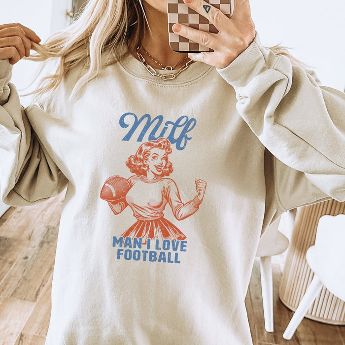 Milf Color - Man I Love Football Crewneck Sweatshirt - Trendznmore