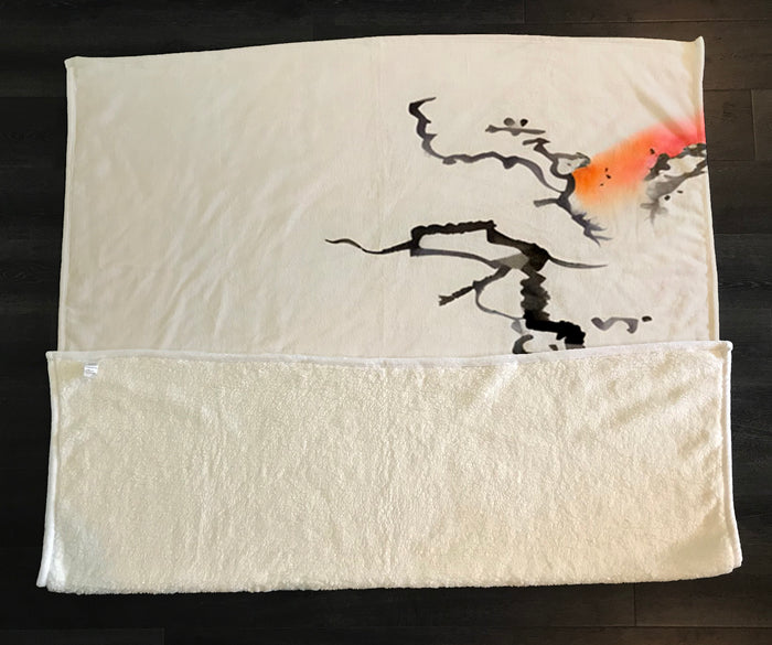 Minimalist Abstract Branch Landscape Artwork Fleece Sherpa Blanket