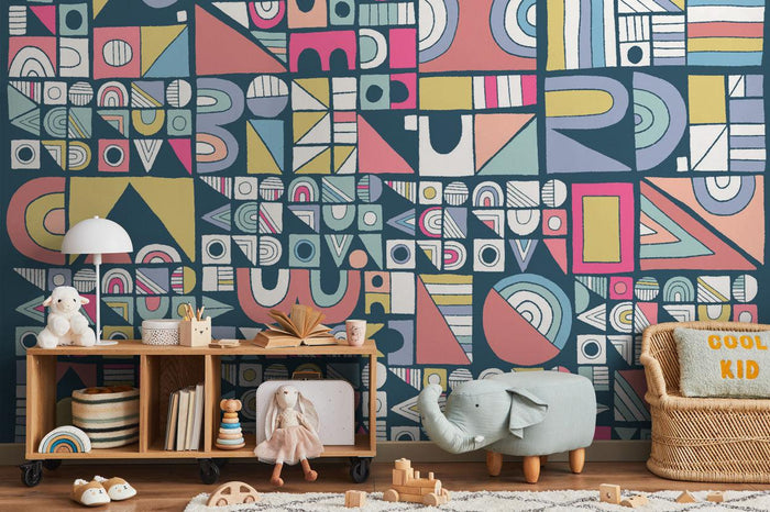 Modern Kids Geometric Wall Mural-Wall Mural-Eazywallz