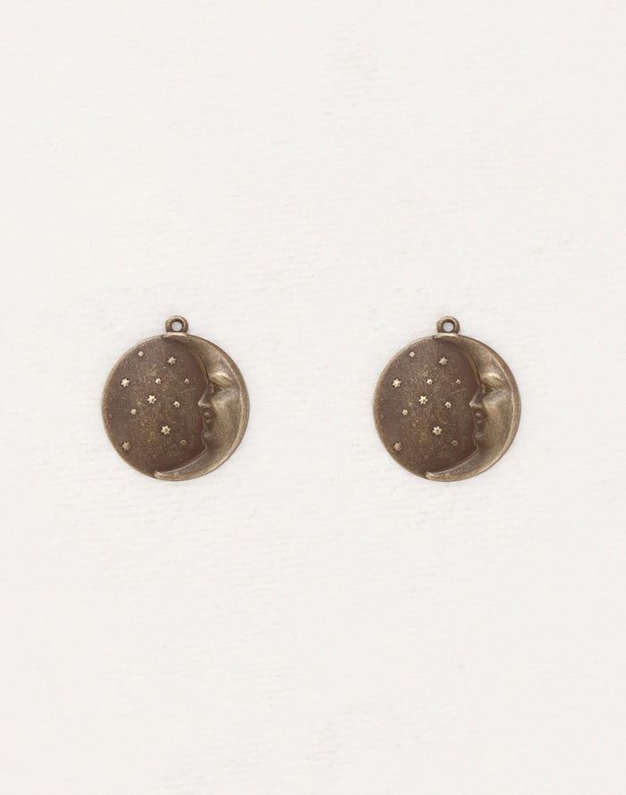 Moon Face Charm, 19x18mm, (2pcs)