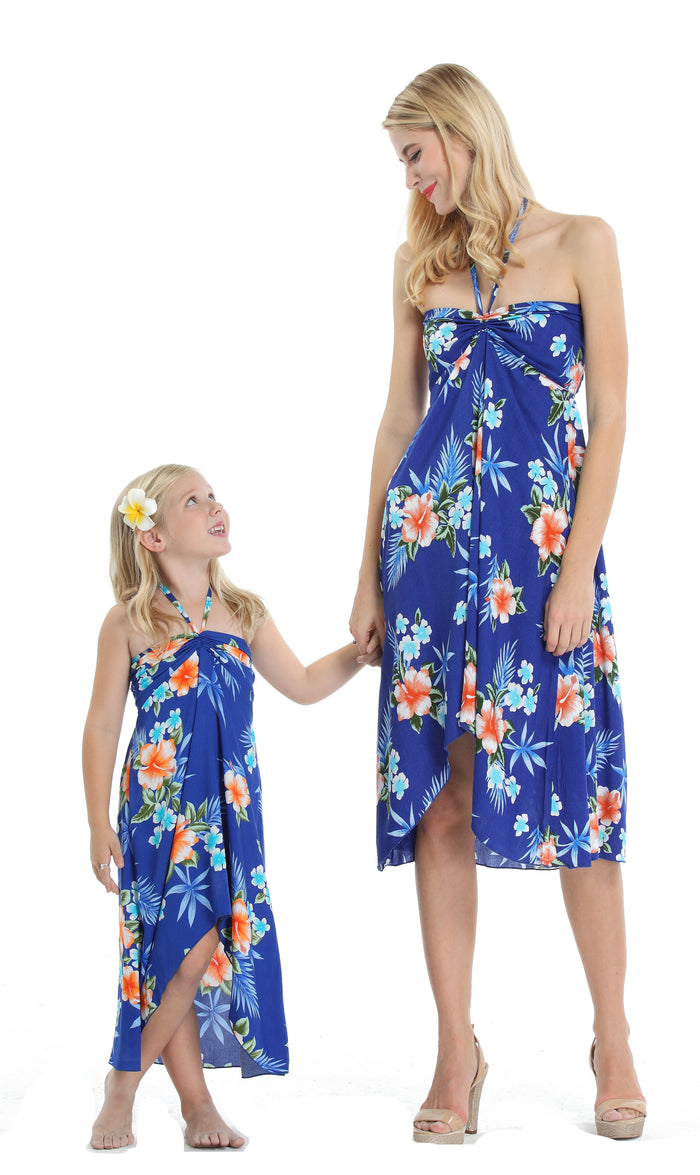 Mother Daughter Aloha Set in Hibiscus Blue