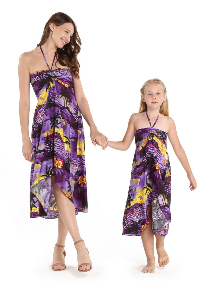 Mother Daughter Aloha Set in Sunset Purple
