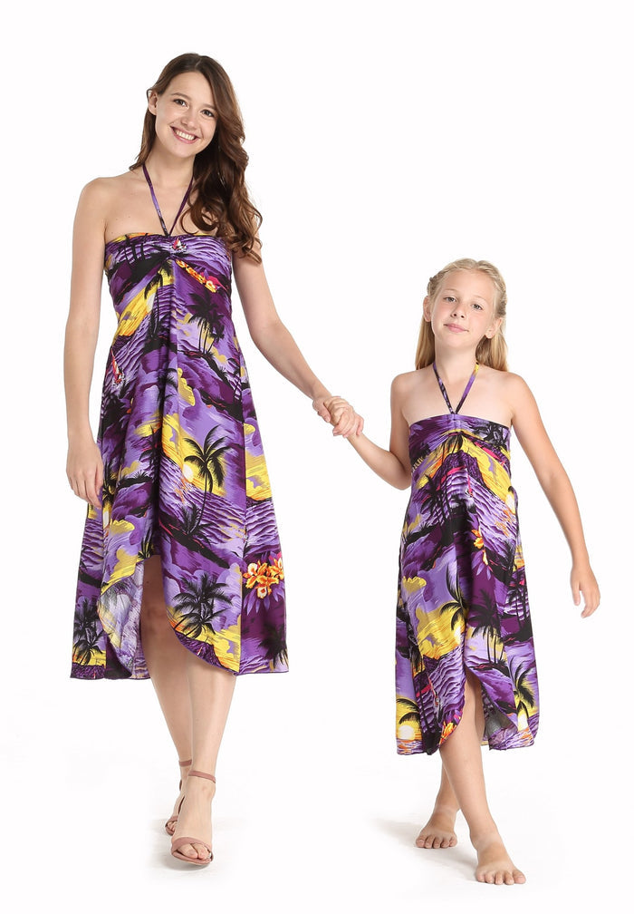 Mother Daughter Aloha Set in Sunset Purple
