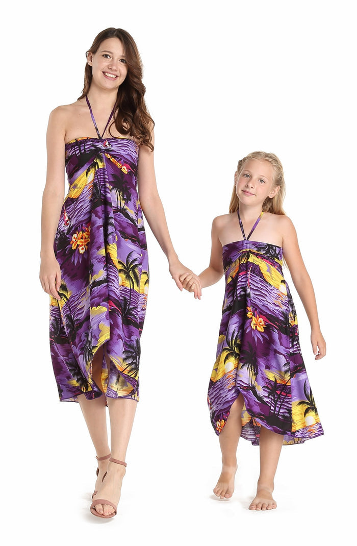 Mother Daughter Aloha Set in Sunset Purple
