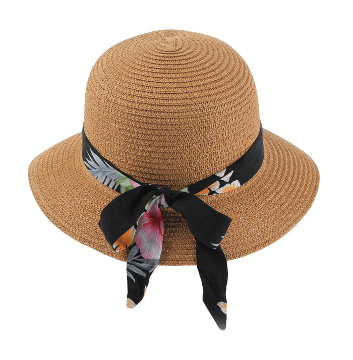 Mother Daughter Matching Dress and Hat Set in Hibiscus Black