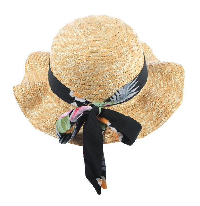 Mother Daughter Matching Dress and Hat Set in Hibiscus Black