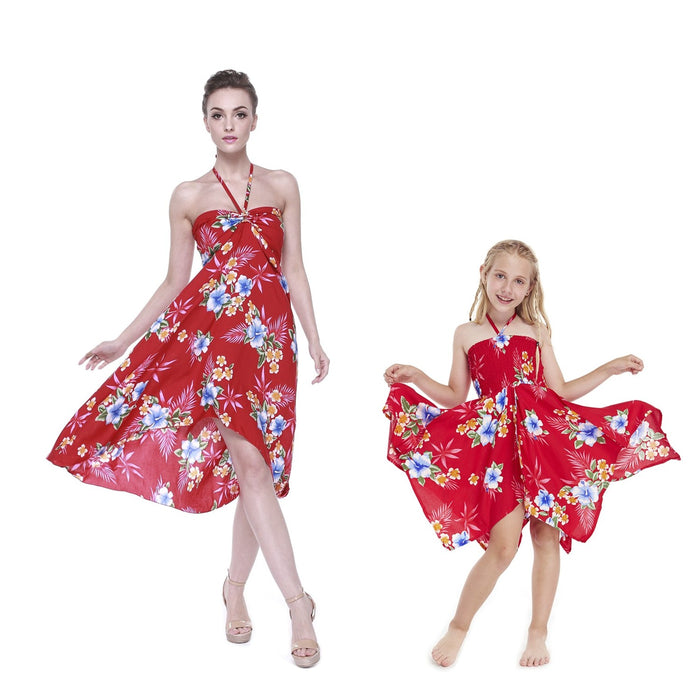 Mother Daughter Oahu Set in Hibiscus Red