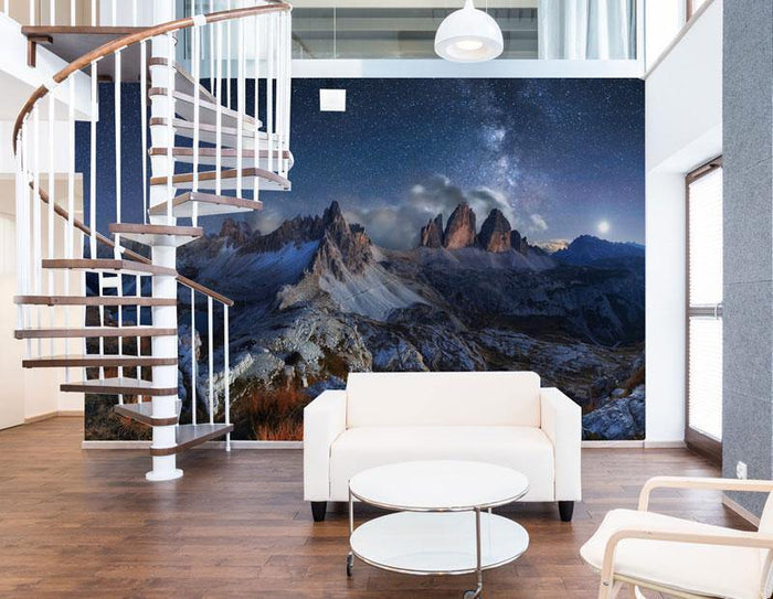 Mountain Landscape in Night Sky Wall Mural-Wall Mural-Eazywallz