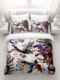 Multicolor Abstract Birds Paint Splash Pattern Duvet Cover