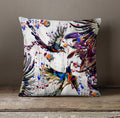 Multicolor Abstract Birds Paint Splash Pattern Throw Pillow Cover