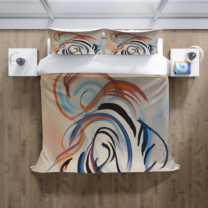 Multicolor Abstract Line Art Pattern Duvet Cover