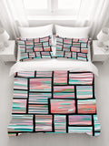 Multicolor Brick Tile Geometric Pattern Duvet Cover