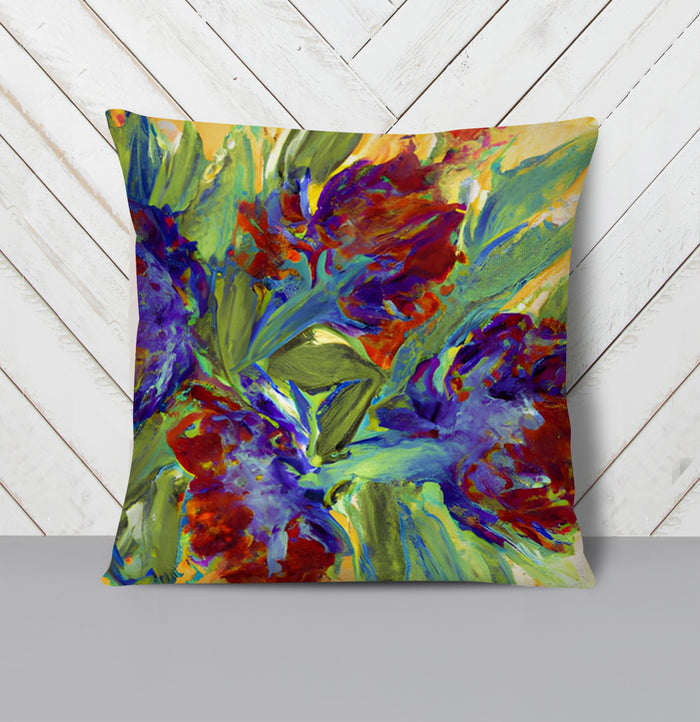 Multicolor Floral Abstract Artwork Throw Pillow Cover