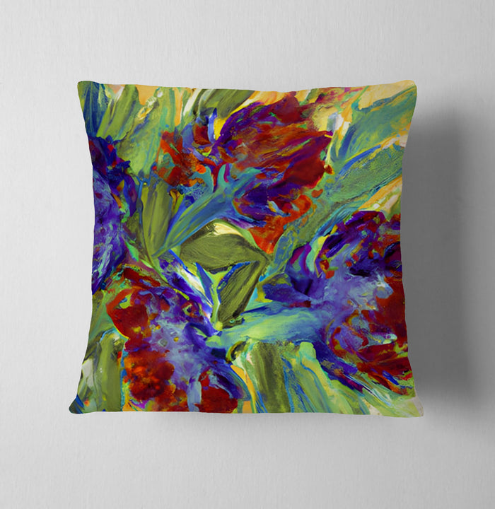 Multicolor Floral Abstract Artwork Throw Pillow Cover