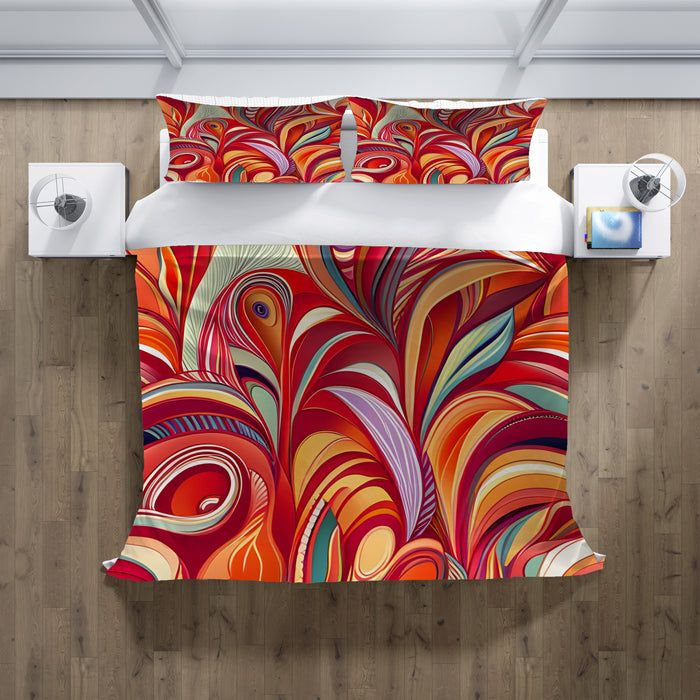 Multicolor Retro Swirl Abstract Pattern Duvet Cover