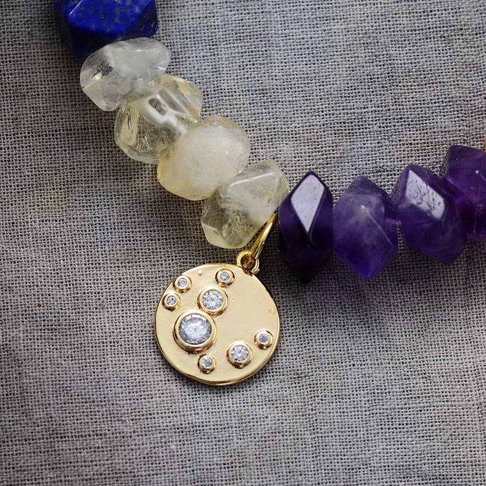 Natural 7 Chakras Stones & Moon Charm Bracelet