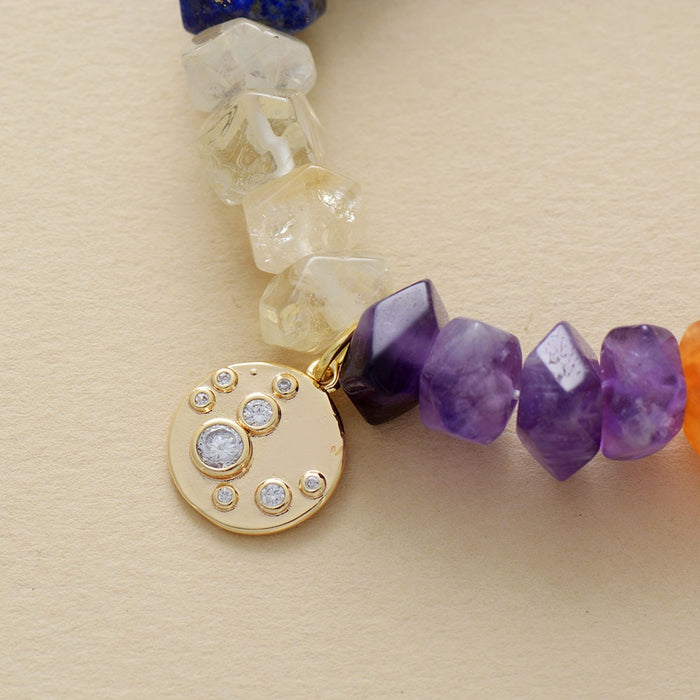 Natural 7 Chakras Stones & Moon Charm Bracelet