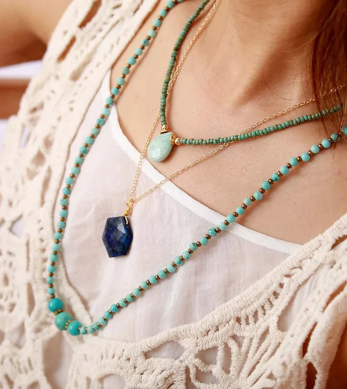 Natural African Turquoise & Lapis Lazuli Choker Necklace